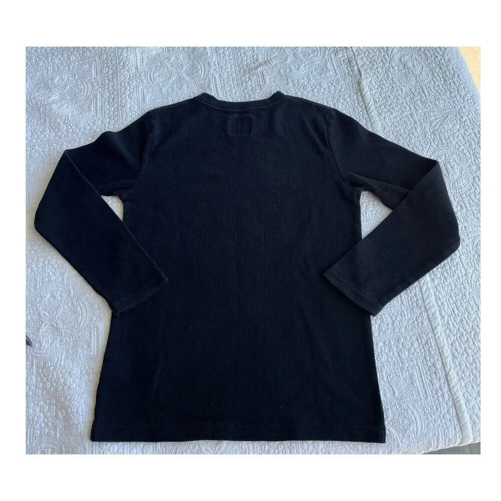 Hurley long sleeve crewneck thermal, black top, Youth boys 14-16
